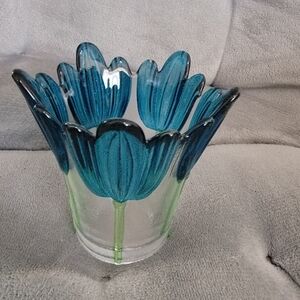 Blue Glass Tulip Vase